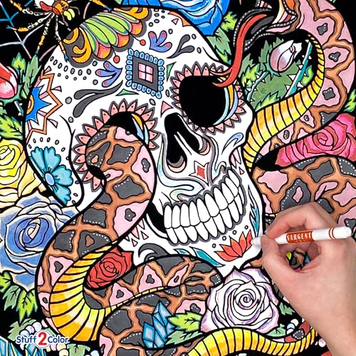 Fuzzy Velvet Snake Eyes Coloring Poster for All Ages - Skull & Spider Design