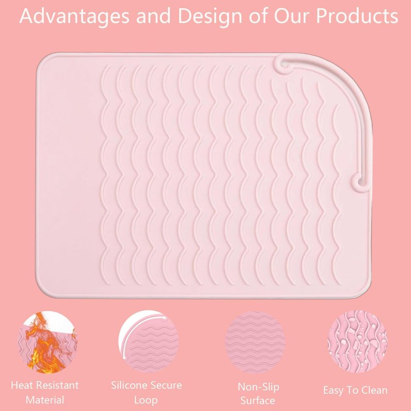 Silicone Heat Resistant Mat - Portable Travel Cover for Curling Irons & Hair Tools | Pink, Small