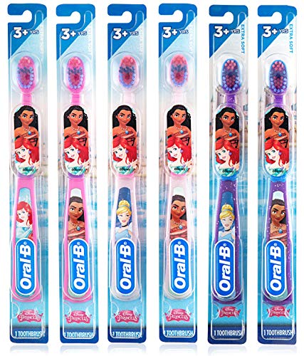 Children's Battery-Powered Princess Toothbrush Pack of 6 – Extra Soft Bristles for Sensitive Gums