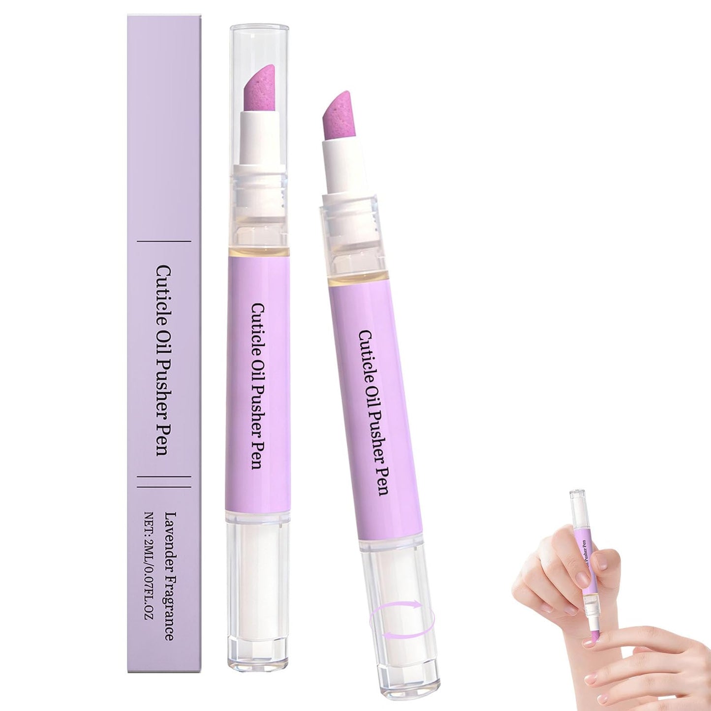 2-in-1 Cuticle Oil Pusher Pen, 2 Pcs Cuticle Oil Pusher Pen for Dry Nails & Cuticles, Nail Cuticle Pen Applicator, Cuticles Remover Pens for Hangnails, Moisturize Strengthen Brighten