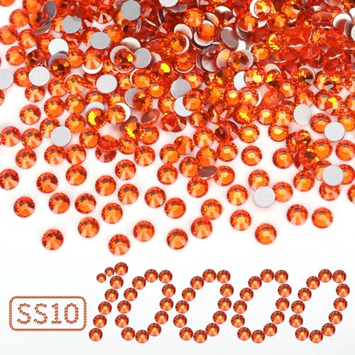 Orange Rhinestones Bulk - 10000pcs SS10 Flat Back Glass Gems