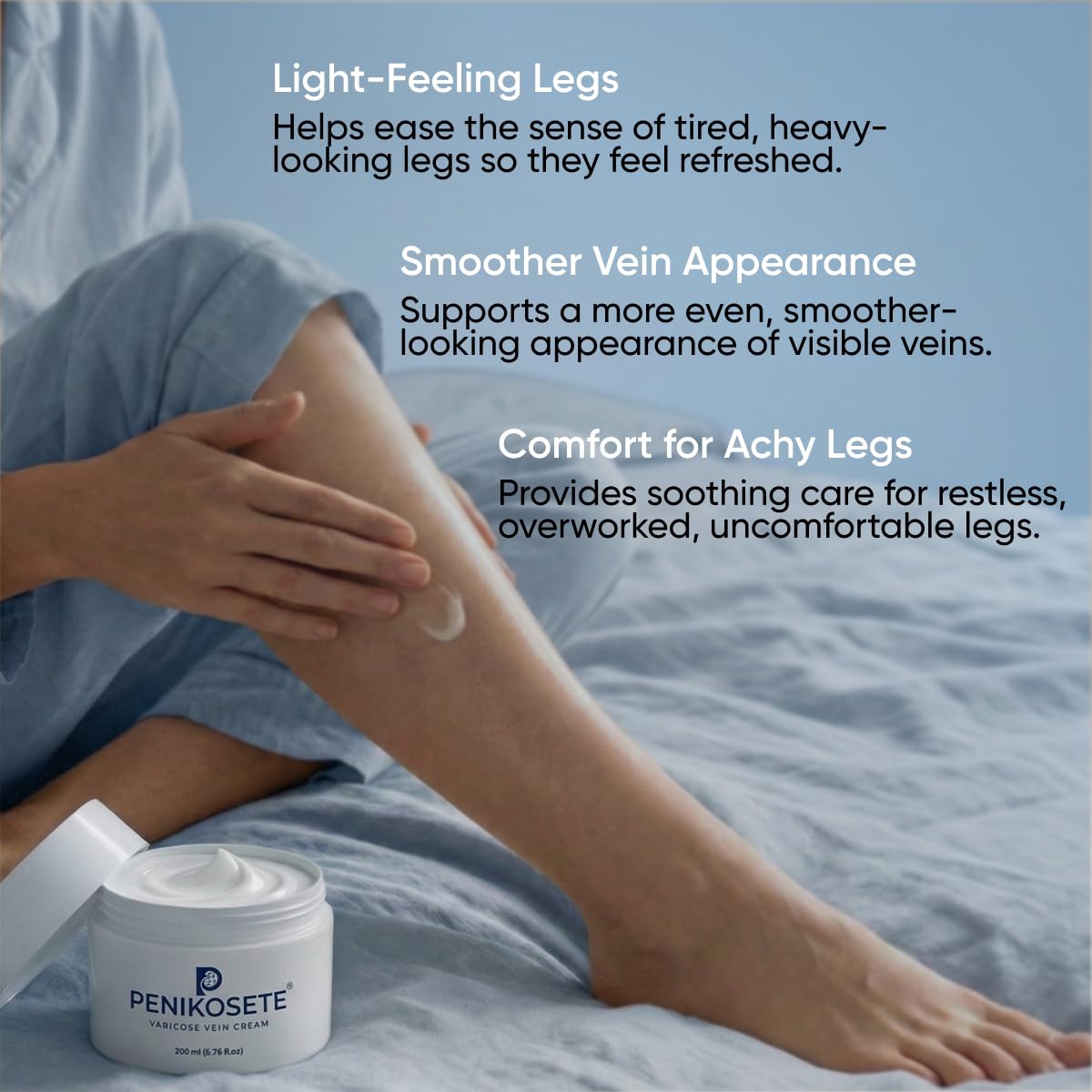 PENIKOSETE Varicose & Spider Vein Cream for Legs, 3 Month Supply 6.76 oz Jar | Dermatologically Tested Ayurvedic Ashwagandha Formula | Non-Sticky for Tired, Swollen & Heavy-Looking Legs | Men & Women