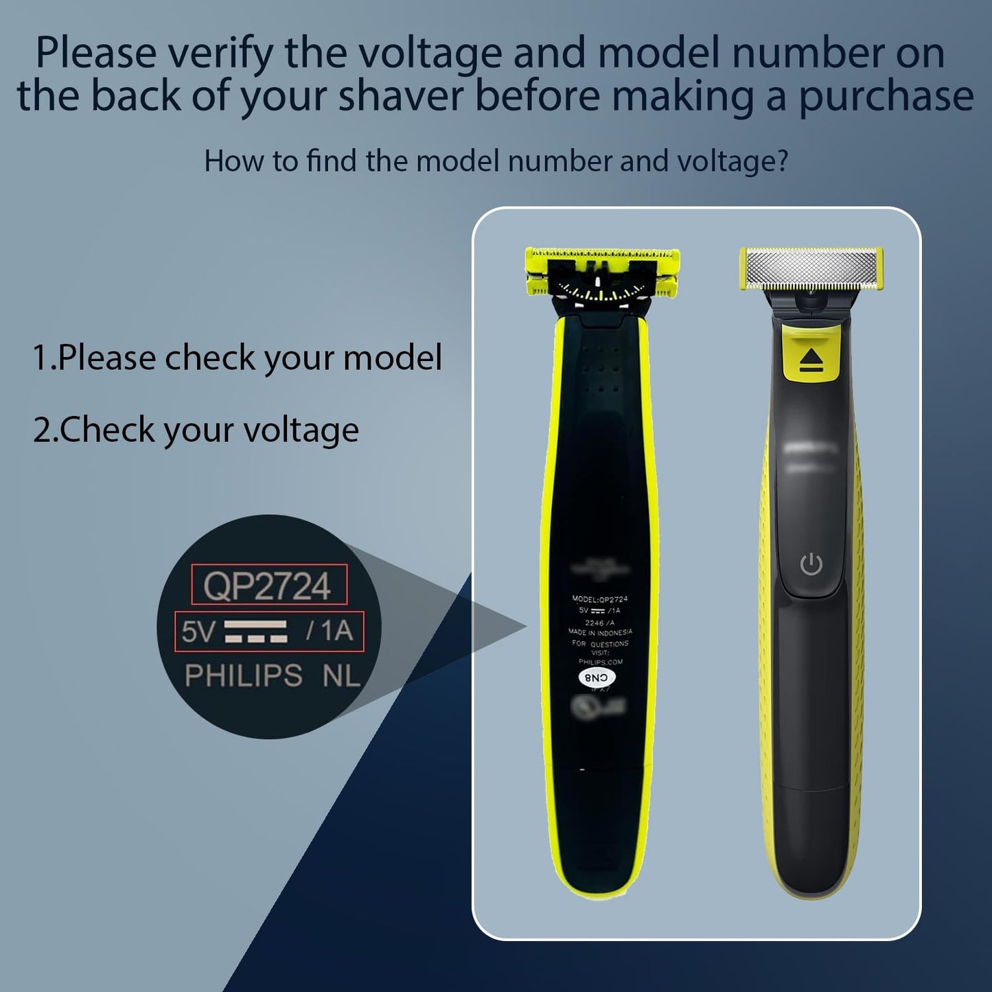 5V Charger for Philips Norelco OneBlade | Compatible with QP2834, MG7910, MG5910 & More