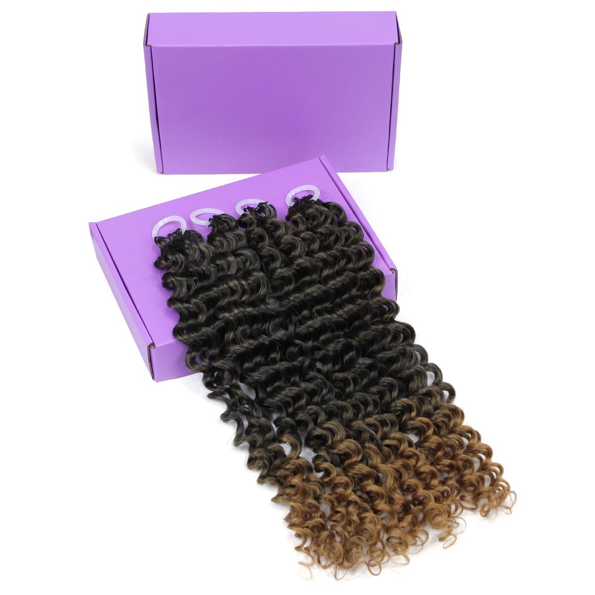 Miracle Knots Crochet Hair - 18 Inch Deep Wave Feather Bundles | Pre-Separated Curly Hair for Women (Natural Black)