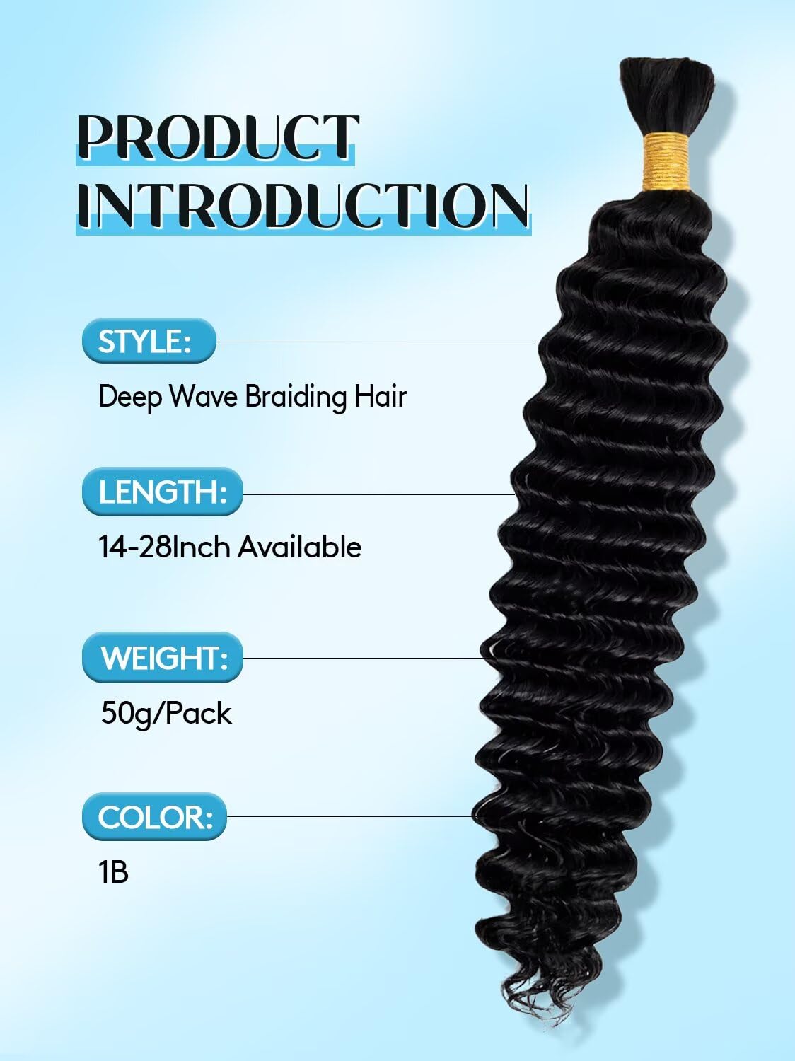 100% Unprocessed Human Hair for Braiding, #350 Ginger Copper Pre-Separated Curly Bulk Hair, 12A Grade Deep Boho Braiding Hair Extensions, Real Human Hair for Protective Styles,20 Inch 50g 1 Bundles