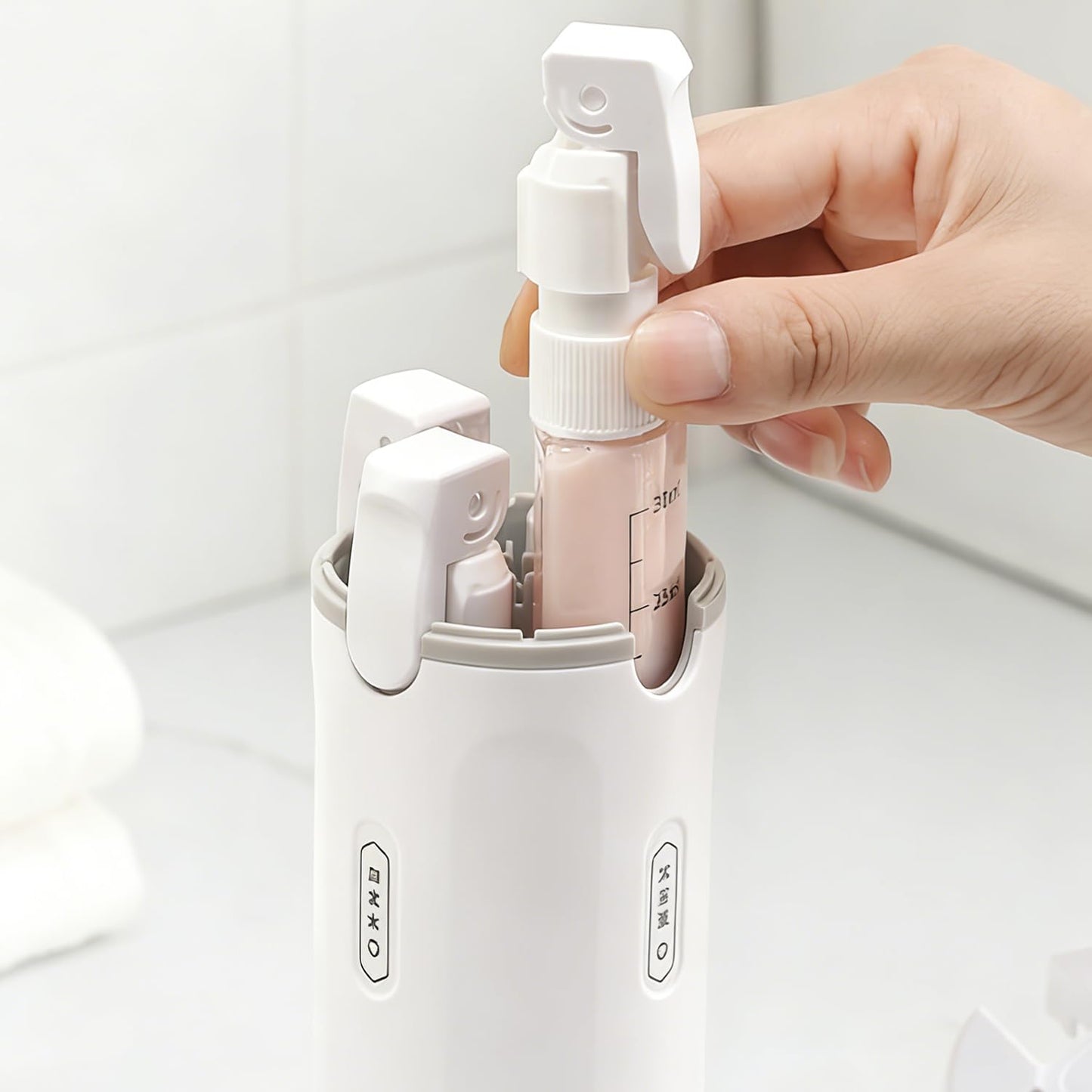 4 in 1 Travel Dispenser Set - Leak Proof 30ML Travel Bottles with Stickers | Portable Toiletry Containers for Shampoo & Lotion
