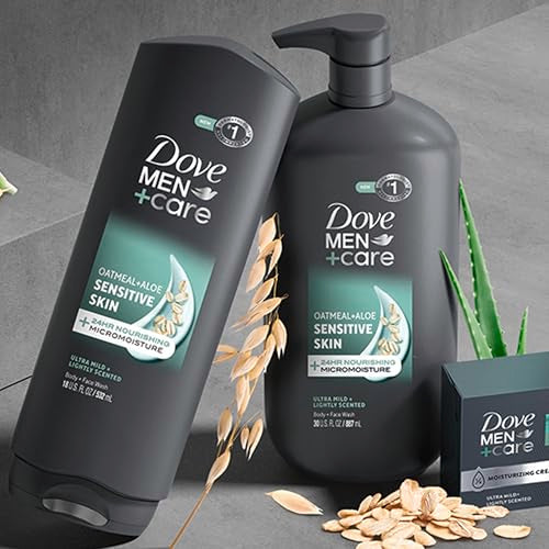 Dove Men+Care Sensitive Skin Body & Face Wash, 30 oz - Hydrating Formula with Oatmeal & Aloe