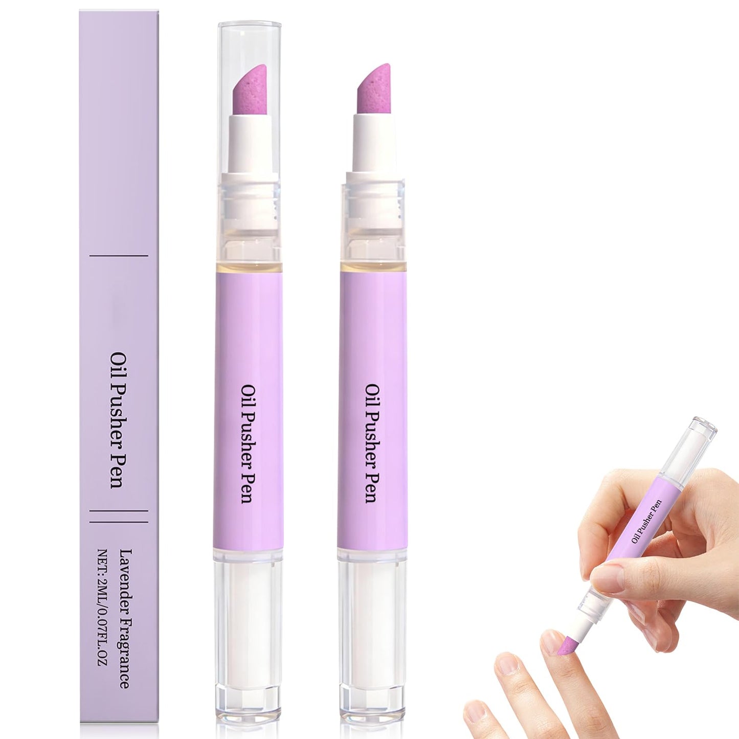 2-in-1 Cuticle Oil Pusher Pen - Ceramic Cuticle Remover & Moisturizing Oil for Healthy Nails | 2 Pcs