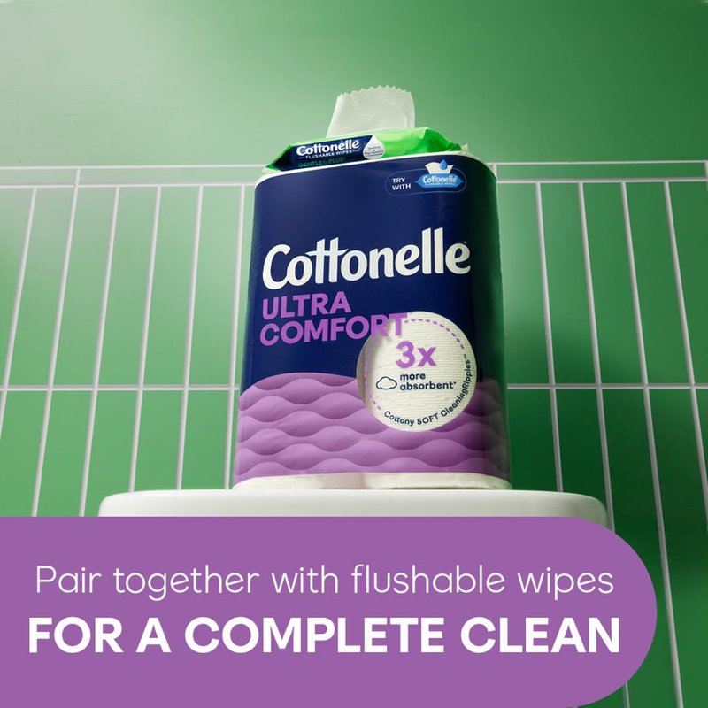 Cottonelle Ultra Soft Toilet Paper with Cushiony CleaningRipples Texture, Strong Bath Tissue, 24 Family Mega Rolls = 108 Regular Rolls (4 Packs of 6)