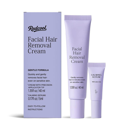 Facial Hair Removal Cream for Women – Painless 2-in-1 Depilatory Kit for Sensitive Skin, Upper Lip & Chin Hair Remover, Quick 4 Min Plant-Powered Formula with Soothing Cream, 1.52 Fl Oz