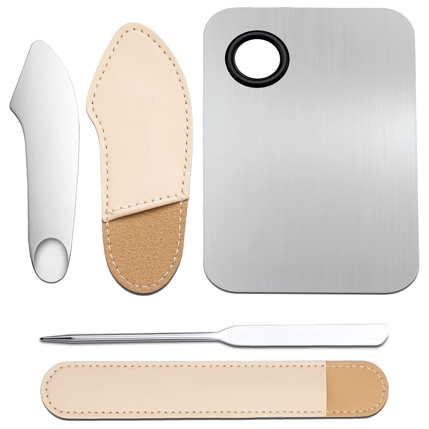 Makeup Foundation Spatula Set - 3 Pcs Stainless Steel Mixing Tools | Cosmetic Scoop & Scraper for Skincare