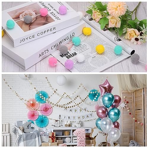 MECCANIXITY Yellow Felt Ball Garland - 8.2Ft, 24 Cotton Balls, Party Decor
