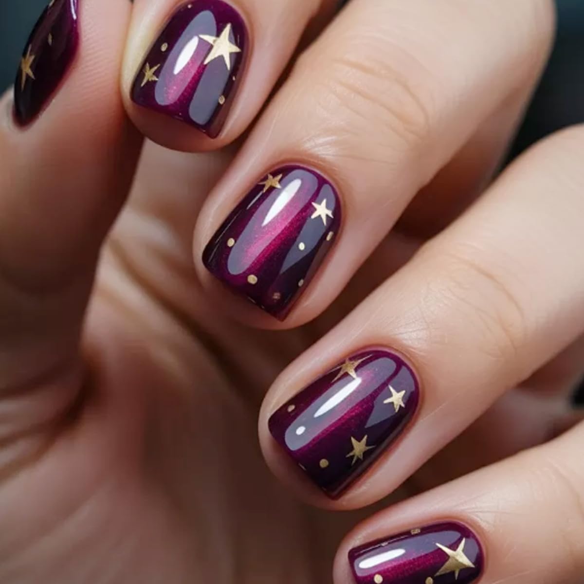 Short Square Press On Nails - Cute Glitter Gradient Full Cover Acrylic Nail Tips | 24PCS for Women