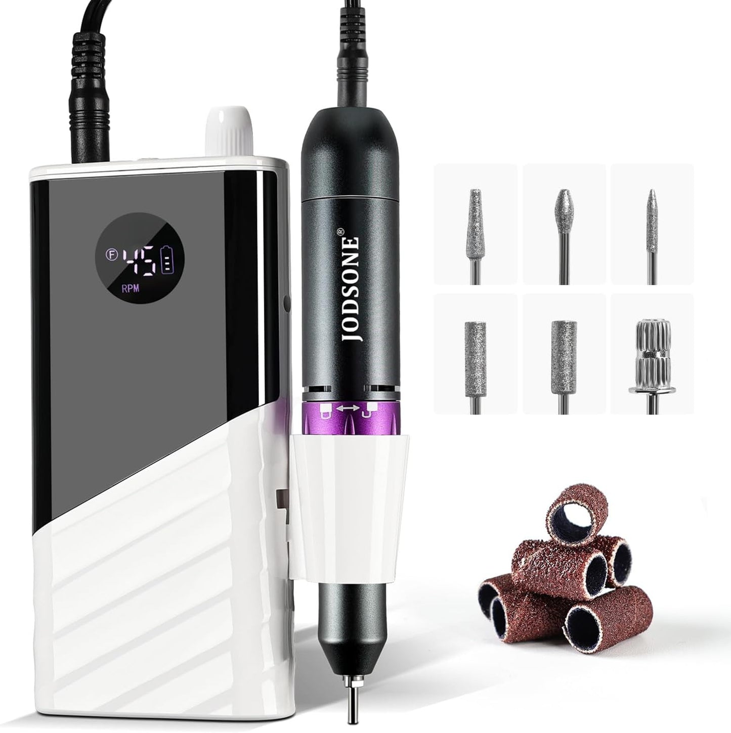JODSONE Nail Drill - 45000 RPM Rechargeable Nail File for Gel Removal | Low Noise & Portable for Home or Salon