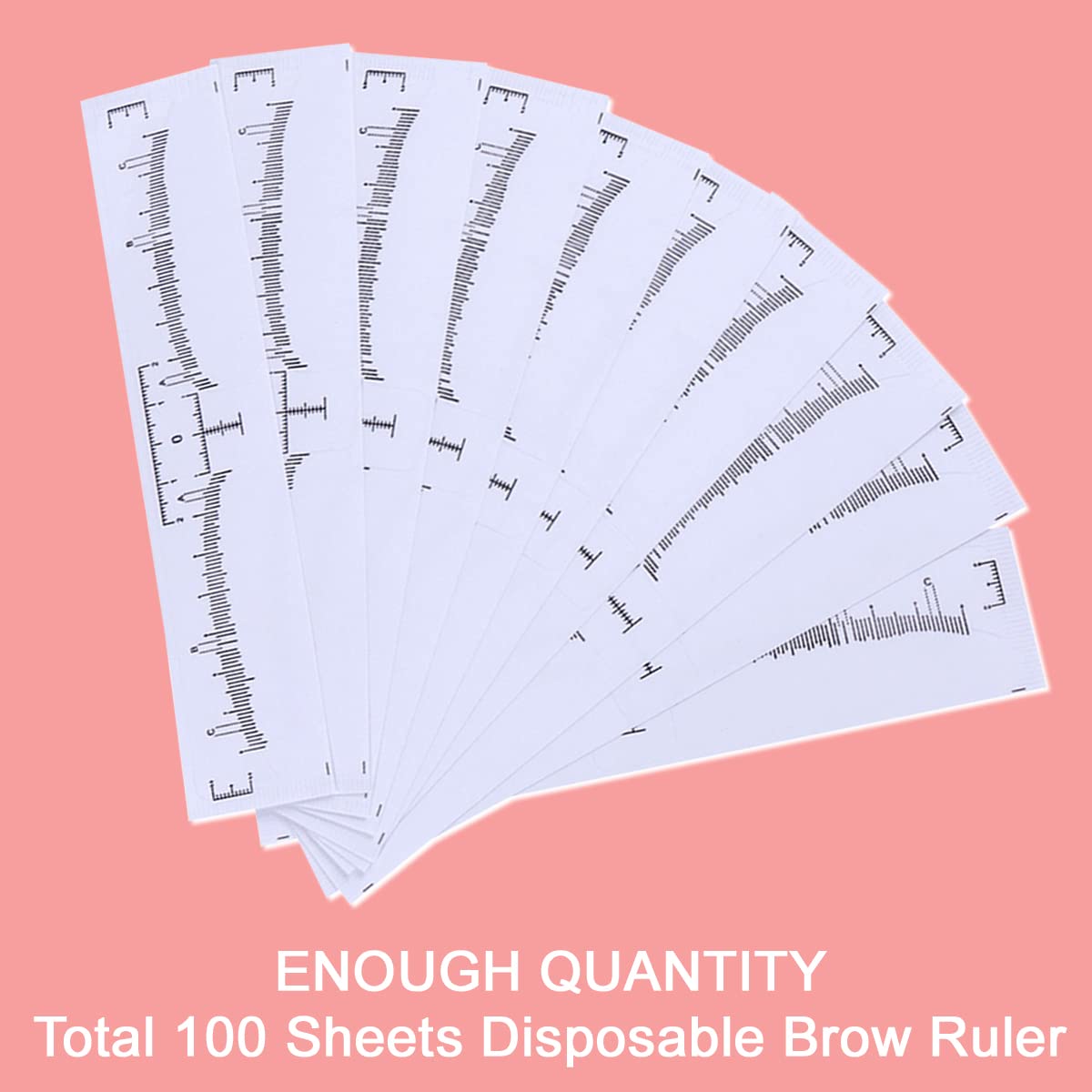 Eyebrow Ruler - 100 Pack Disposable Microblading Adhesive Stencil Guide | Precision Measuring Tool