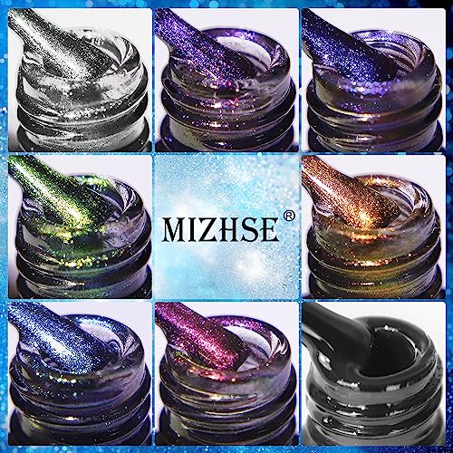 MIZHSE 9D Cat Eye Gel Nail Polish Kit - 8 Colors Magnetic Set