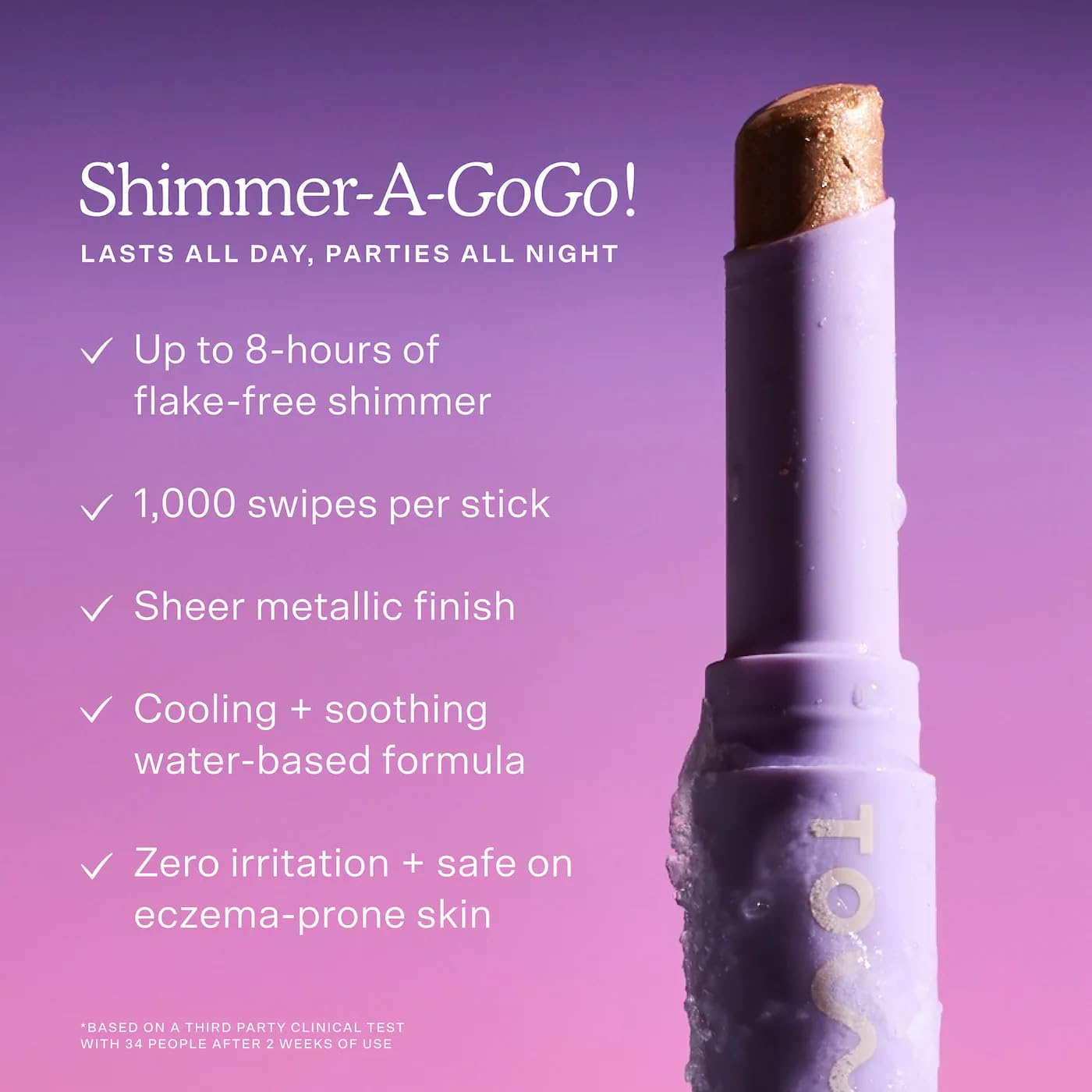 Tower 28 GoGo Cooling Shimmer Eyeshadow Stick | 8-Hour Wear Cream Eye Makeup for Sensitive Eyes - Garden (.09 oz)