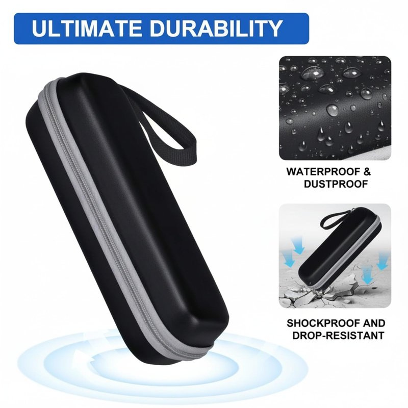ZyCooom Toothbrush Travel Case for Oral-B Pro & iO & Smart Series, Sonicare ProtectiveClean, AquaSonic, Hard EVA Protective Storage Case with Detachable Hand Strap-Black