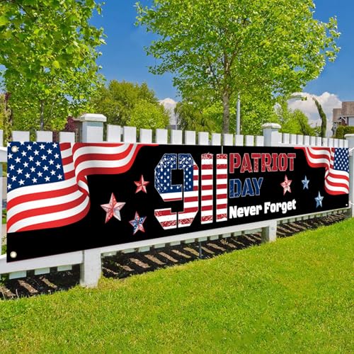 911 Patriot Day We Will Never Forget Banner - 120x20 Inches