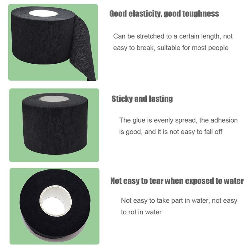 2 Rolls Barber Neck Strips Disposable Strentchy Paper Neck Bands Hairdressing Stretchy Wrap Barber Accessories for Salon Haircutting Styling (Black)