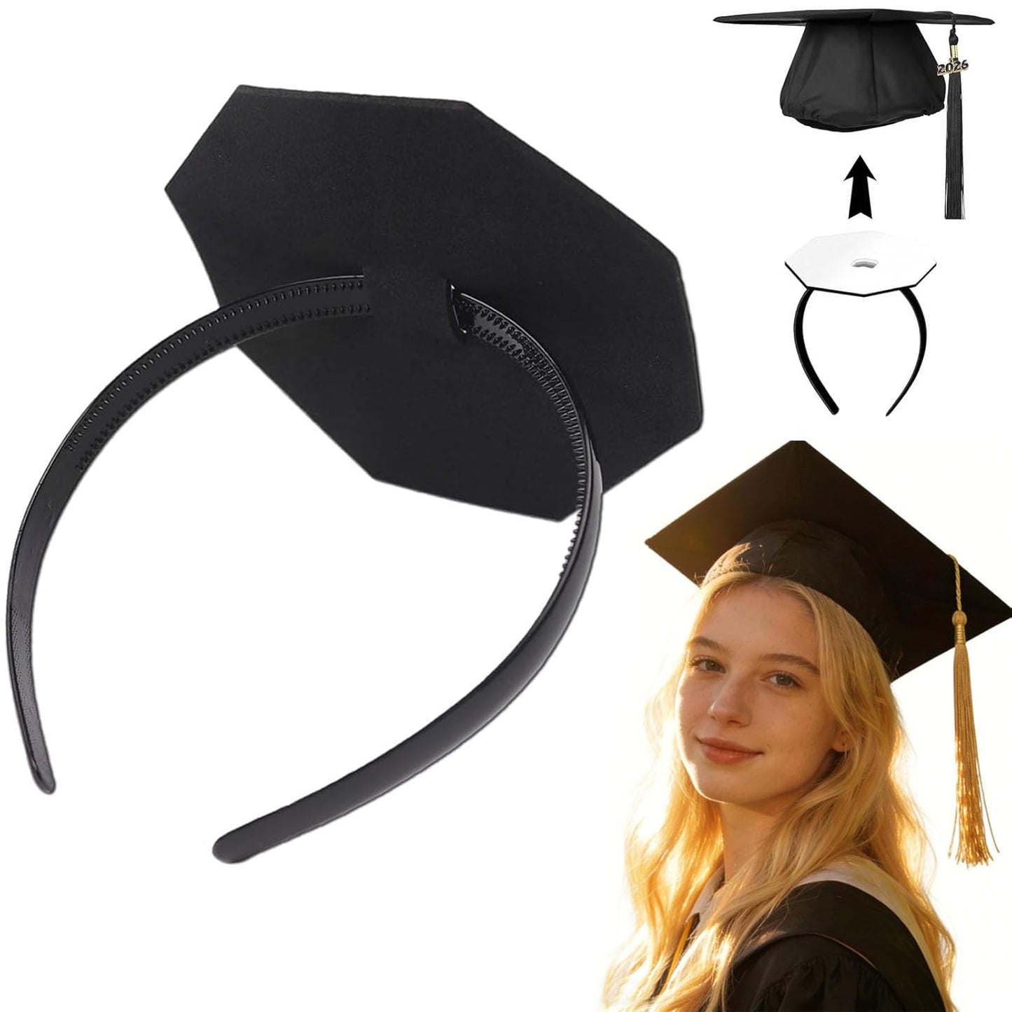 Graduation Cap Headband Insert - Anti-Slip Fastener for Curly Hair | Hair Accessories for Women