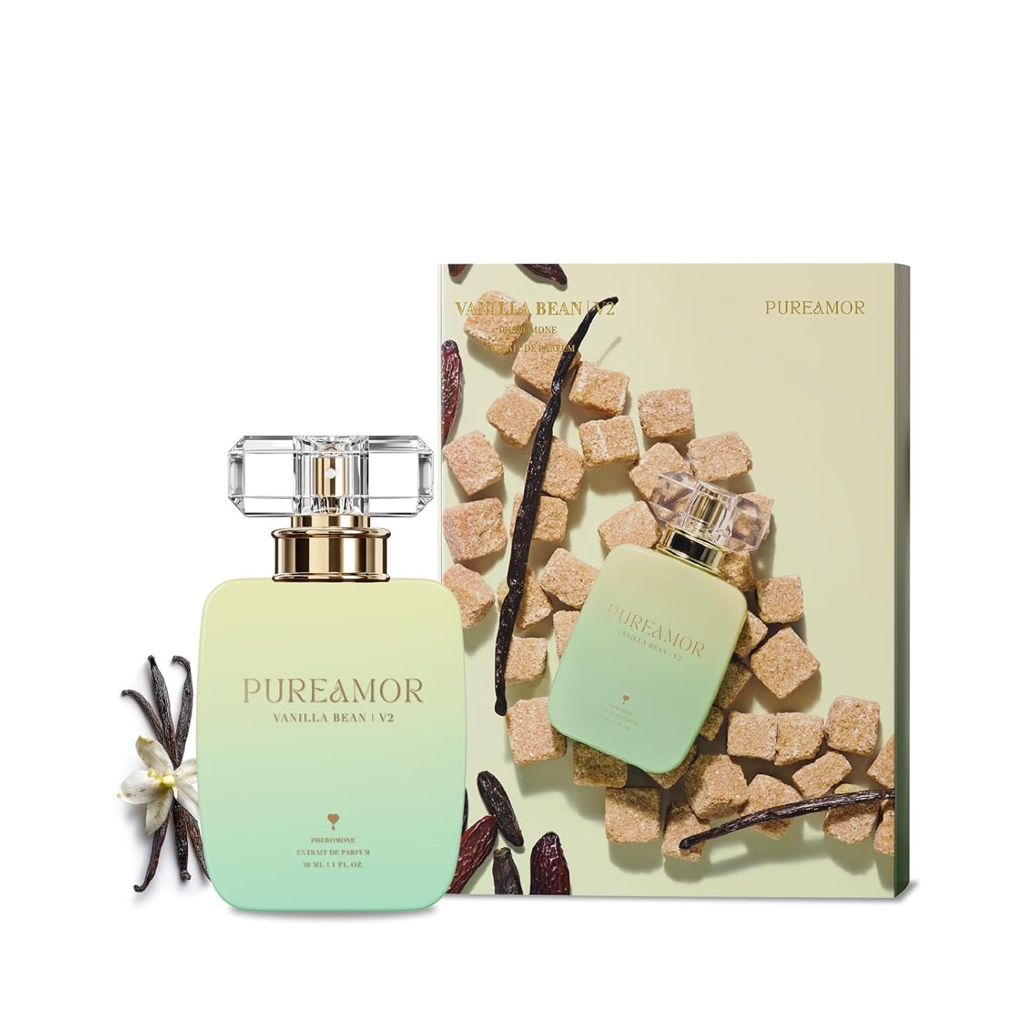 PUREAMOR Pheromone Perfume for Women - Amber Noir Extrait de Parfum | Long-Lasting Vanilla Amber Scent, 1.0 oz (30 ml)