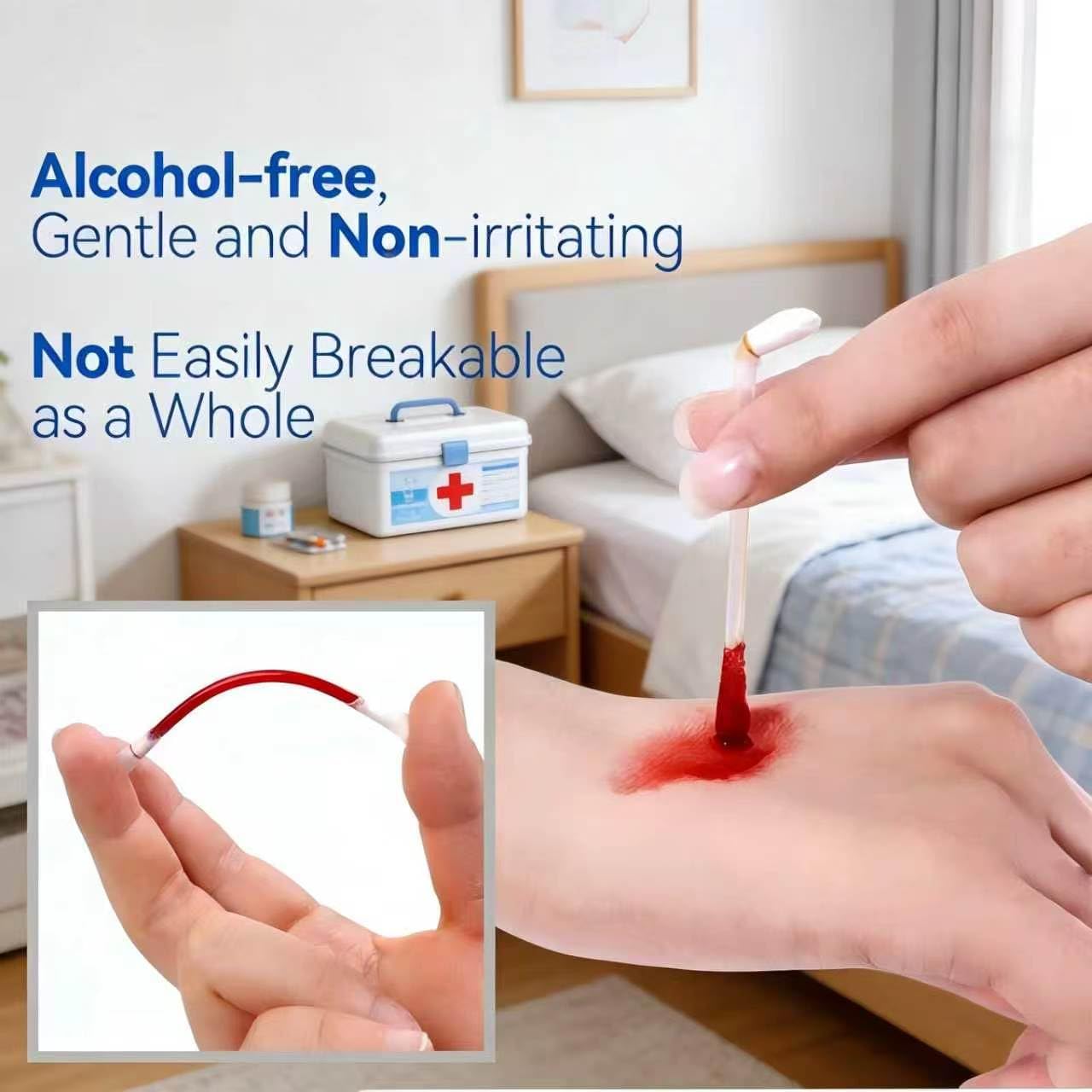 100 Sticks Povidone Iodine Swabsticks - FSA/HSA Snap-to-Activate Iodine Swabs for First Aid & Nasal Care, 10% Solution Wound Care Supplies, Individually Wrapped in Reusable Case