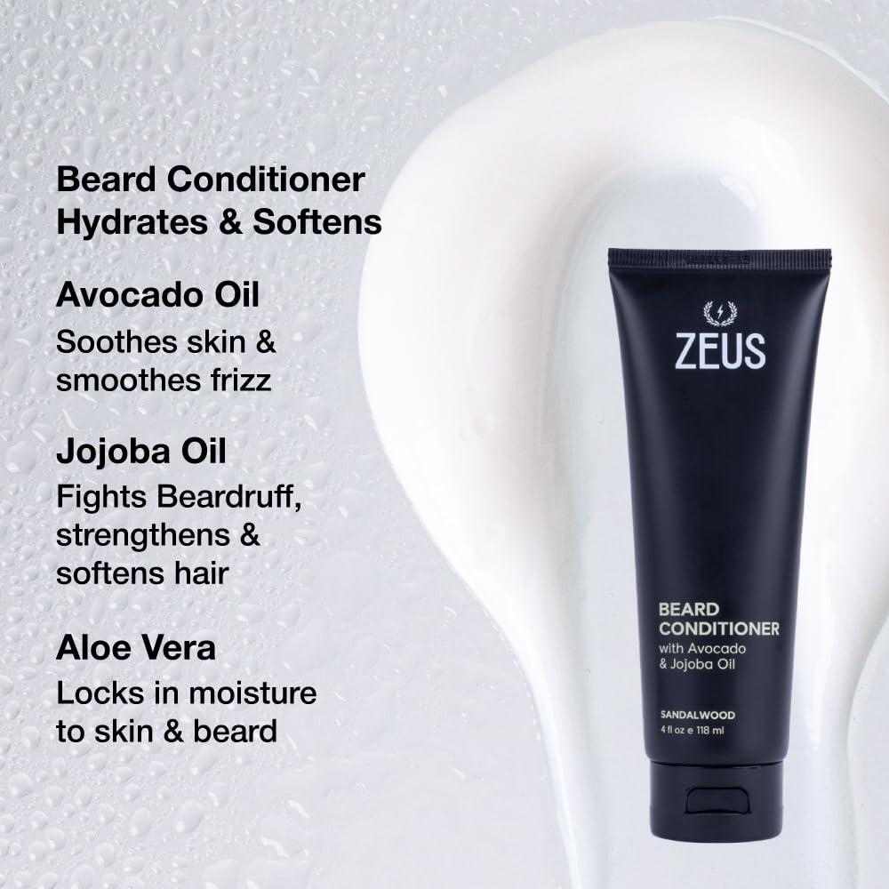 ZEUS Italian Cypress Beard Wash Set for Men with Green Tea & Essential Oils