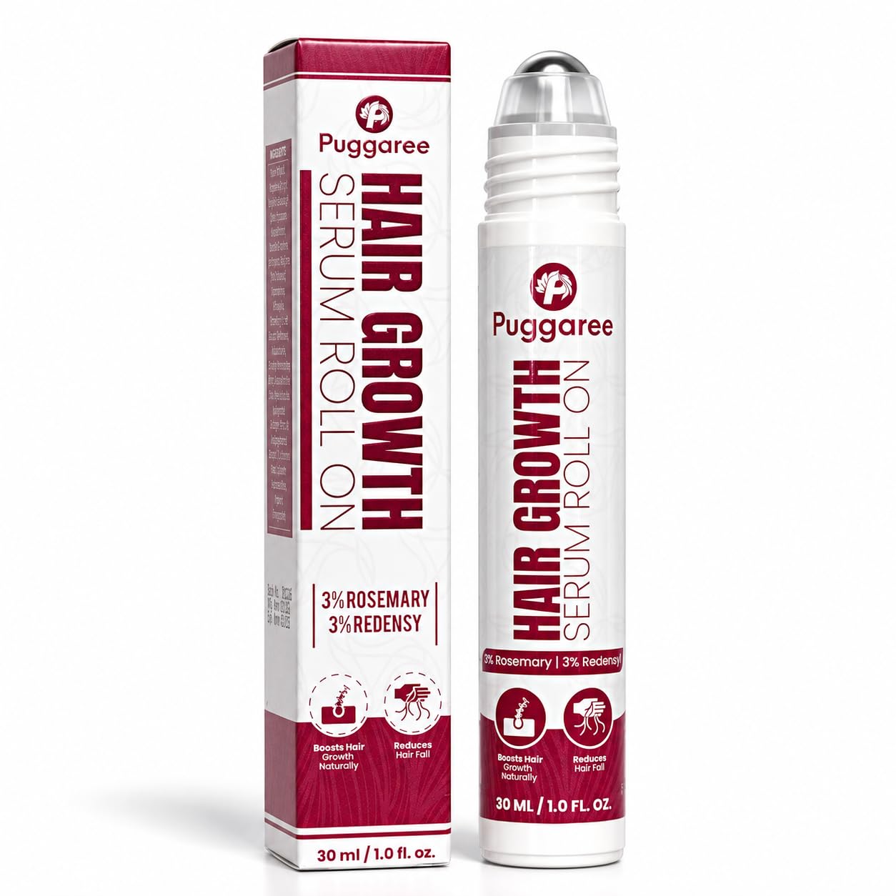 Redensyl Hair Serum Roll On – 3% Rosemary & 3% Redensyl Scalp Treatment for Thicker, Fuller Looking – Nourishing Hair Density Support for Women Pink (30 ml)