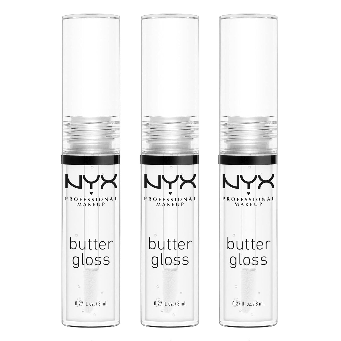 NYX Butter Gloss - Non-Sticky Brown Sugar Lip Gloss Trio | 3 Flavors: Sugar High, Spiked Toffee, Butterscotch