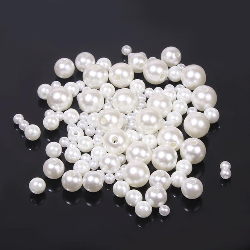 1200Pcs Pearl Beads for Jewelry Making, 5 Size Round Pearl Mix for Bracelets, Necklaces & Earrings - DIY Craft Filler Beads with Hole