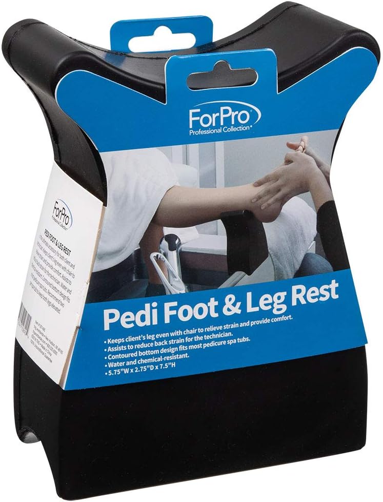Pedi Foot & Leg Rest - Portable Professional Foot & Leg Support | 5.75" W x 2.75" D x 7.5" H, Black