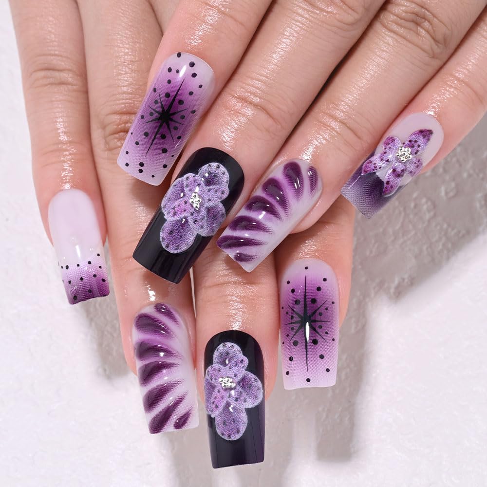 3D Gold Line French Tip Press-On Nails - Short Almond Glitter Light Nude | Handmade Acrylic Nails with 3D Pearl Designs