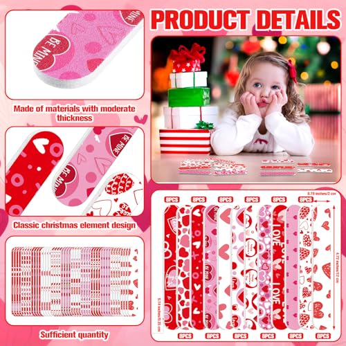 48 Pcs Valentine's Day Heart Nail Files - Double Sided Emery Boards