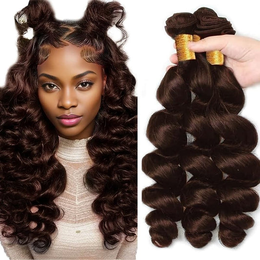 Brown Loose Deep Wave Bundles Human Hair Brown Bundles Human Hair 14 16 18 inch #4 Loose Wave Bundle Hair Weave 150g