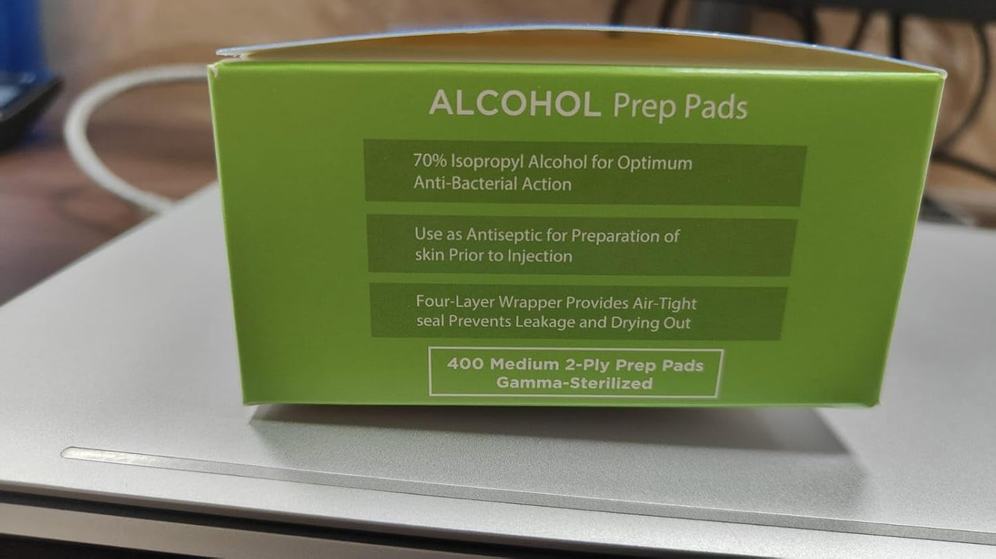 Care Touch Alcohol Wipes - Individually Wrapped 70% Isopropyl Alcohol Prep Pads | 400 Count for Home & First Aid Kits