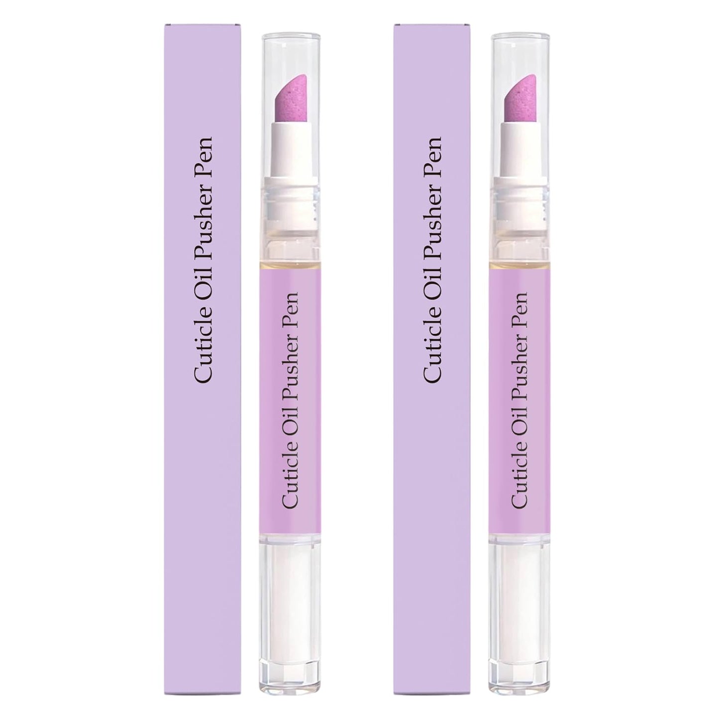 Eagyrosi Transparent Cuticle Oil Pen for Nails - 2 Pack with Pusher, Transparent Bottle, for Manicure & Pedicure, Moisturizes & Strengthens Dry & Damaged Nails