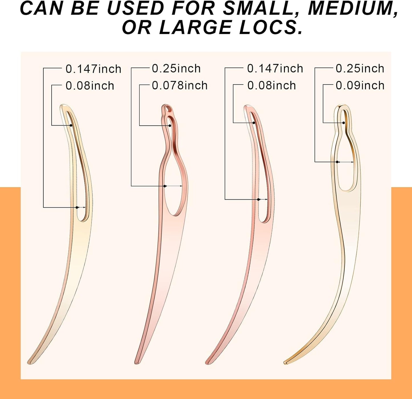 WILLBOND Dreadlock Tool Set - 4 Pieces Crochet Needles for Hair Extensions | Rose Gold & Gold