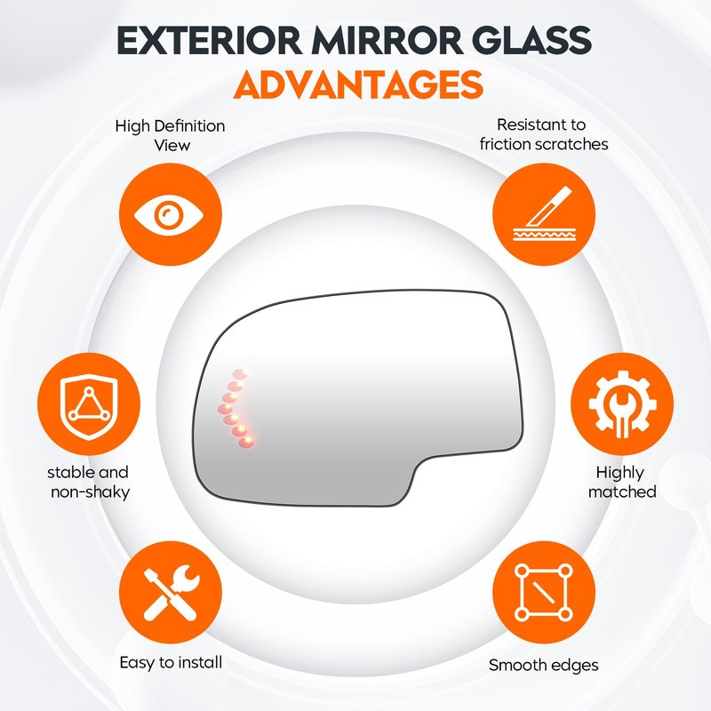 Youxmoto Driver Left and Passenger Right Heated Side Mirror Glass for 2003-2006 Chevy Silverado Avalanche Suburban 1500 2500 3500 Tahoe, GMC Sierra Yukon, Cadillac Escalade 88944391