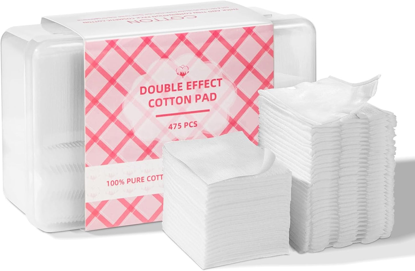 Square Cotton Pads - 475 Pcs Makeup Remover Pads for Face | 75 Thick & 400 Ultra-Thin for Daily Skin Care