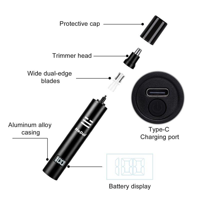 10 Pack Nose Hair Trimmer for Men & Women Professional Painless Eyebrow Facial Hair Trimmer for Male and Female Travel Ear and Nose Hair Clipper USB Rechargeable Trimmers with Digital Display