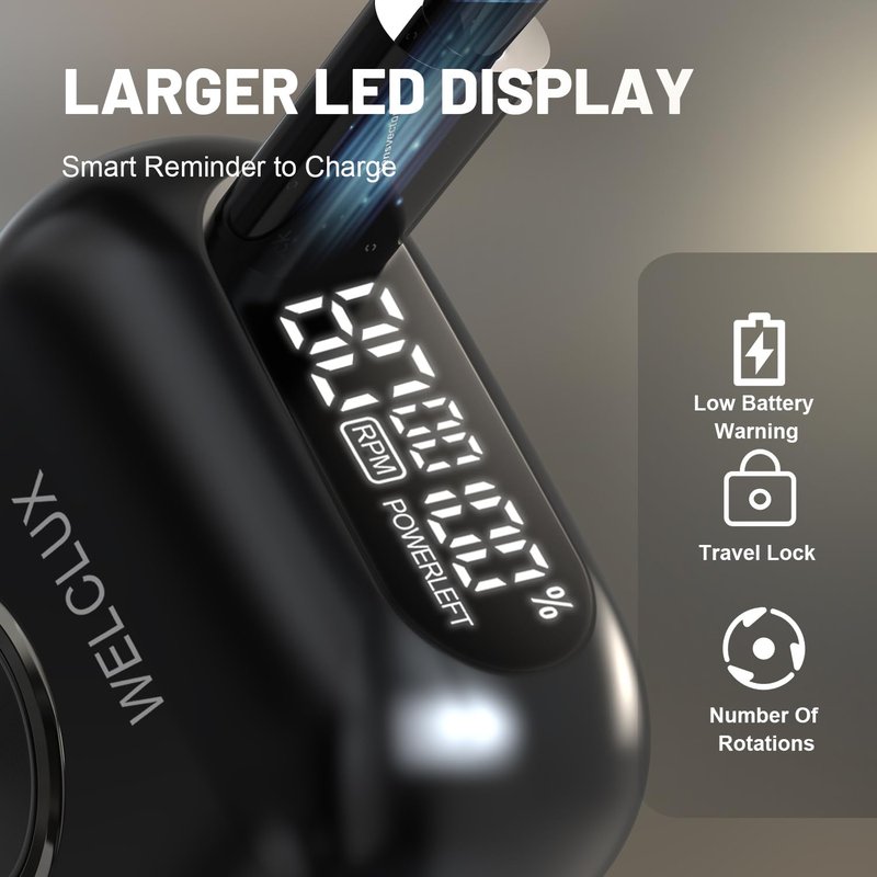 Welclux Rechargeable Electric Razor for Men: Mini Foil Shavers for Men with 4 Floating Blades - Dual-Speed & LED Display, 120Min Runtime, IPX7 Waterproof Face Shaver, USB-C