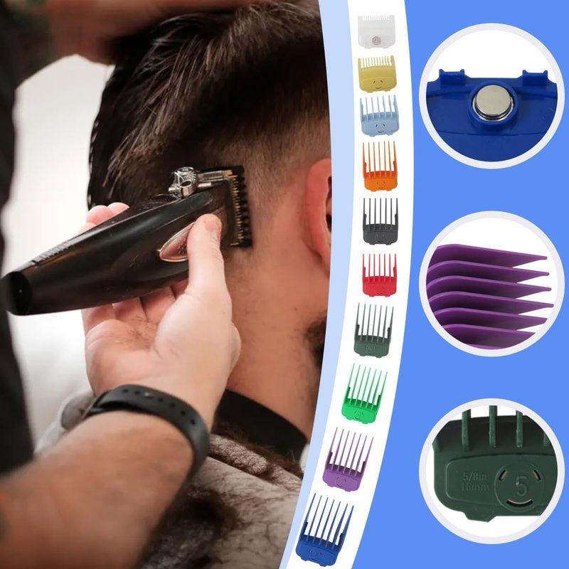 US! 10-Pack Magetic Clipper Guards Set for Limural K11S/Novah HCL-001/Surker K7S/K9C/K9S, Color Coded Clipper Guides Replacement - Length: 1/16" to 1"