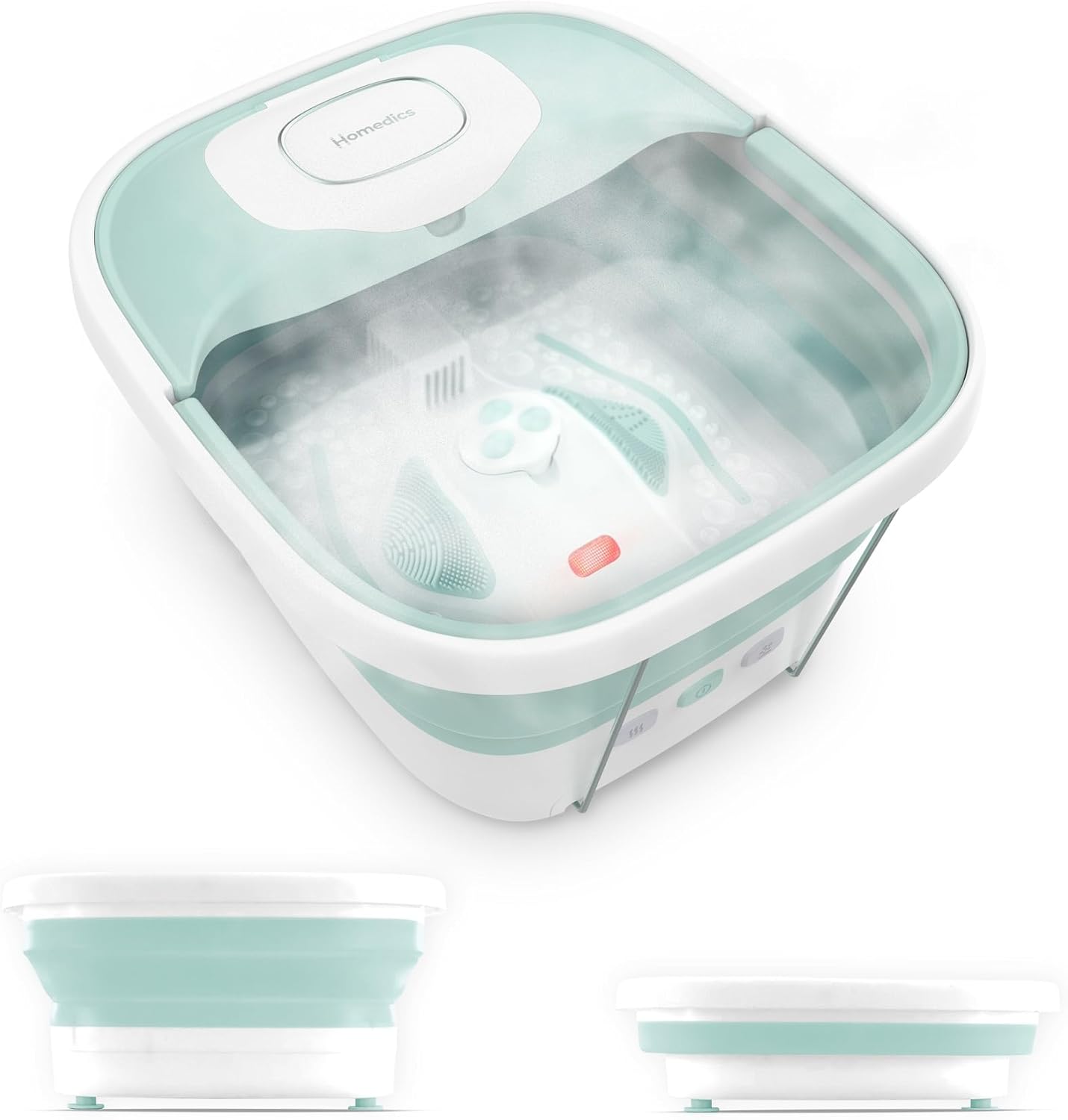 Smart Space Elite Footbath - Collapsible Heated Bubble Massage with 3 Pedicure Attachments | Ergonomic Design