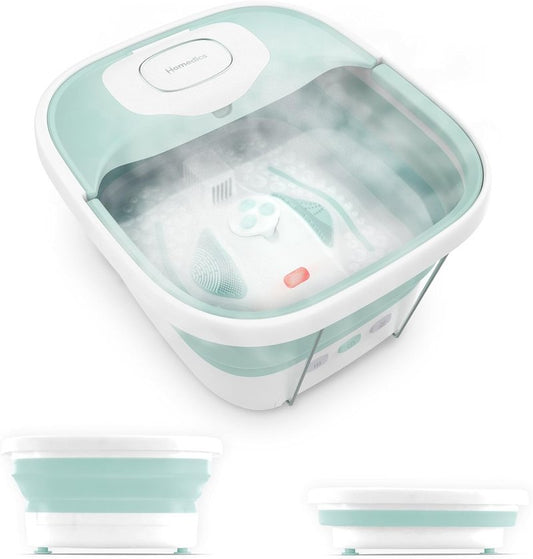 Smart Space Elite Footbath - Collapsible Heated Bubble Massage with 3 Pedicure Attachments | Ergonomic Design