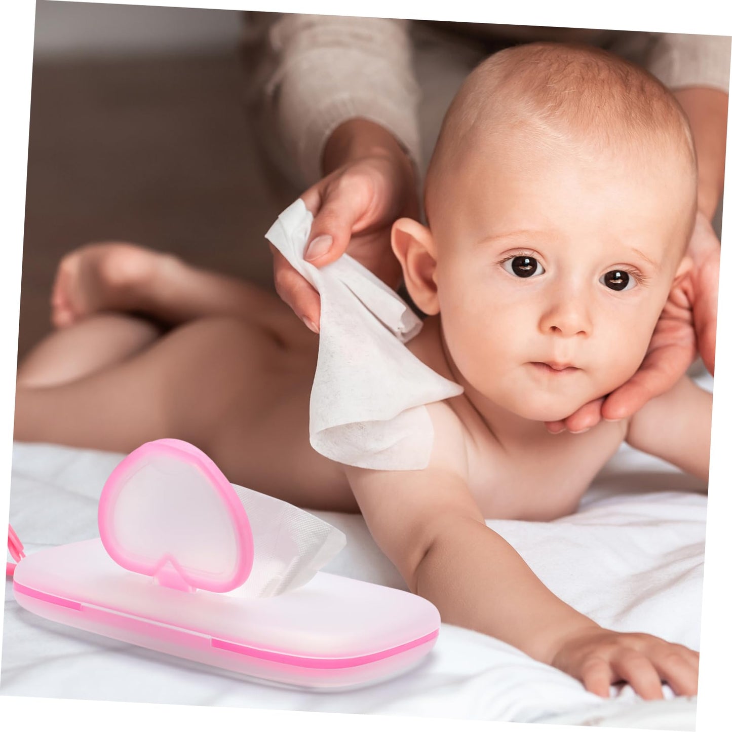 Healeved Baby Wipes Dispenser: On- The- Go Wipes Dispenser Travel Wipes Case Baby Wipe Holder Outdoor Stroller Wet Wipes Box Portable Refillable Wipes Container Pink