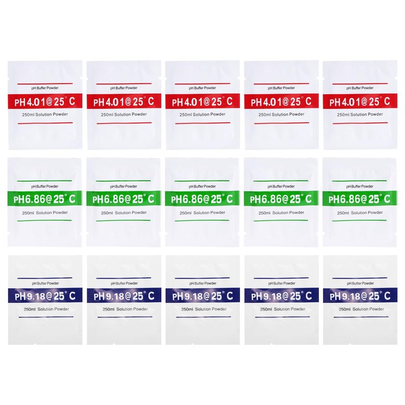Nynelly 15 Pack pH Meter Buffer Solution Powder pH 6.86, 4.01, 9.18 for Precise Calibrate pH Meter, pH Calibration Powder Solution, pH Tester Calibration Powder Packets