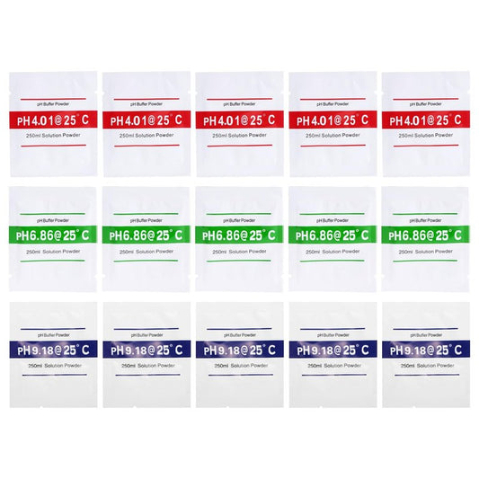 Nynelly 15 Pack pH Meter Buffer Solution Powder pH 6.86, 4.01, 9.18 for Precise Calibrate pH Meter, pH Calibration Powder Solution, pH Tester Calibration Powder Packets