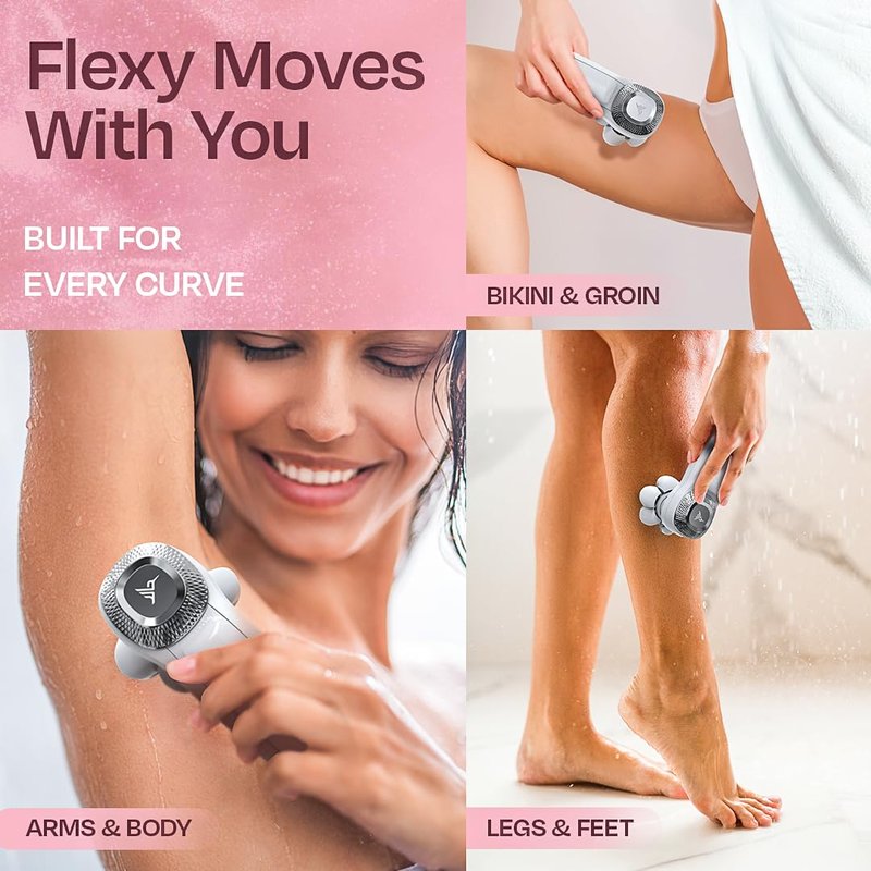 HUMMINGBIRD Flexy Electric Razors for Women – Cordless Rechargeable Waterproof Electric Leg Shaver for Silky Smooth Legs, Hair Removal Kit, Exfoliator, Cleanser, Travel Case & Bikini Trimmer for Women