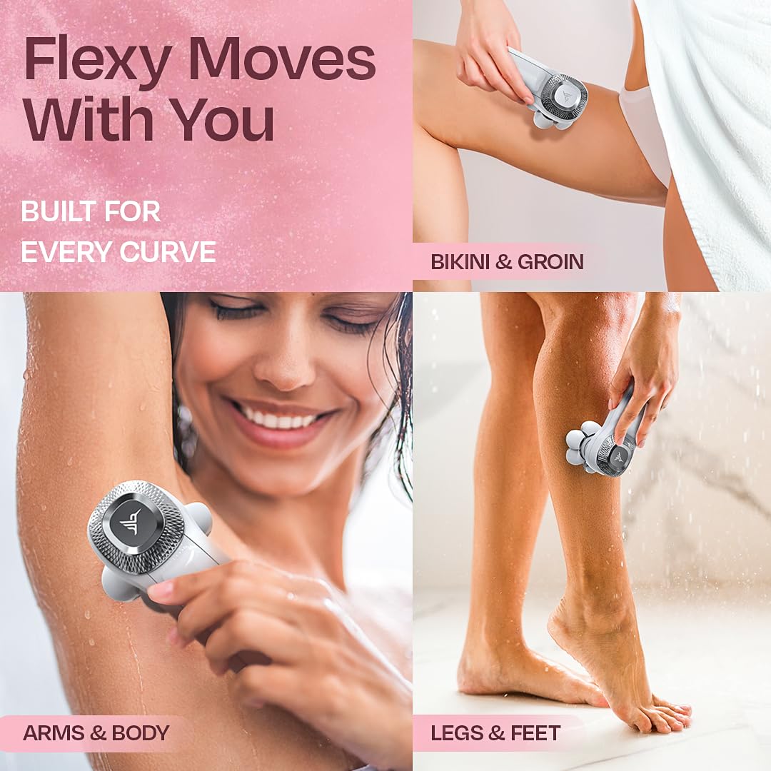 HUMMINGBIRD Flexy Electric Razors for Women – Cordless Rechargeable Waterproof Electric Leg Shaver for Silky Smooth Legs, Hair Removal Kit, Exfoliator, Cleanser, Travel Case & Bikini Trimmer for Women